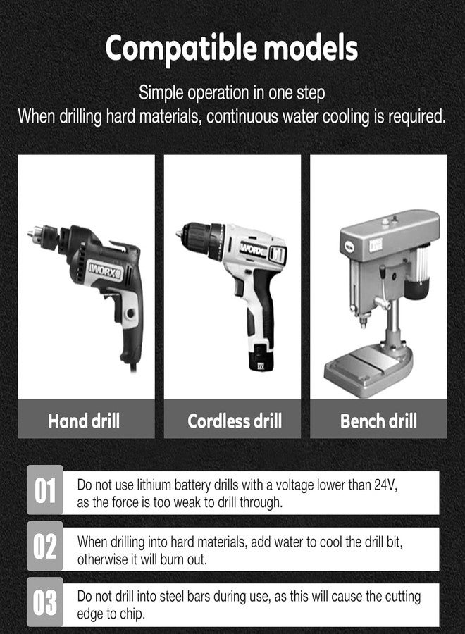 Serplex® 7Pcs Alloy Steel Carbide Drill Bits for Ceramic Tiles, Ceramic, Glass Marble Concrete 3/4/5/6/8/10/12mm High Impact 4-Edge Sawtooth Power Drill Bits Hex Shank Hole Opener Bit - Image 3